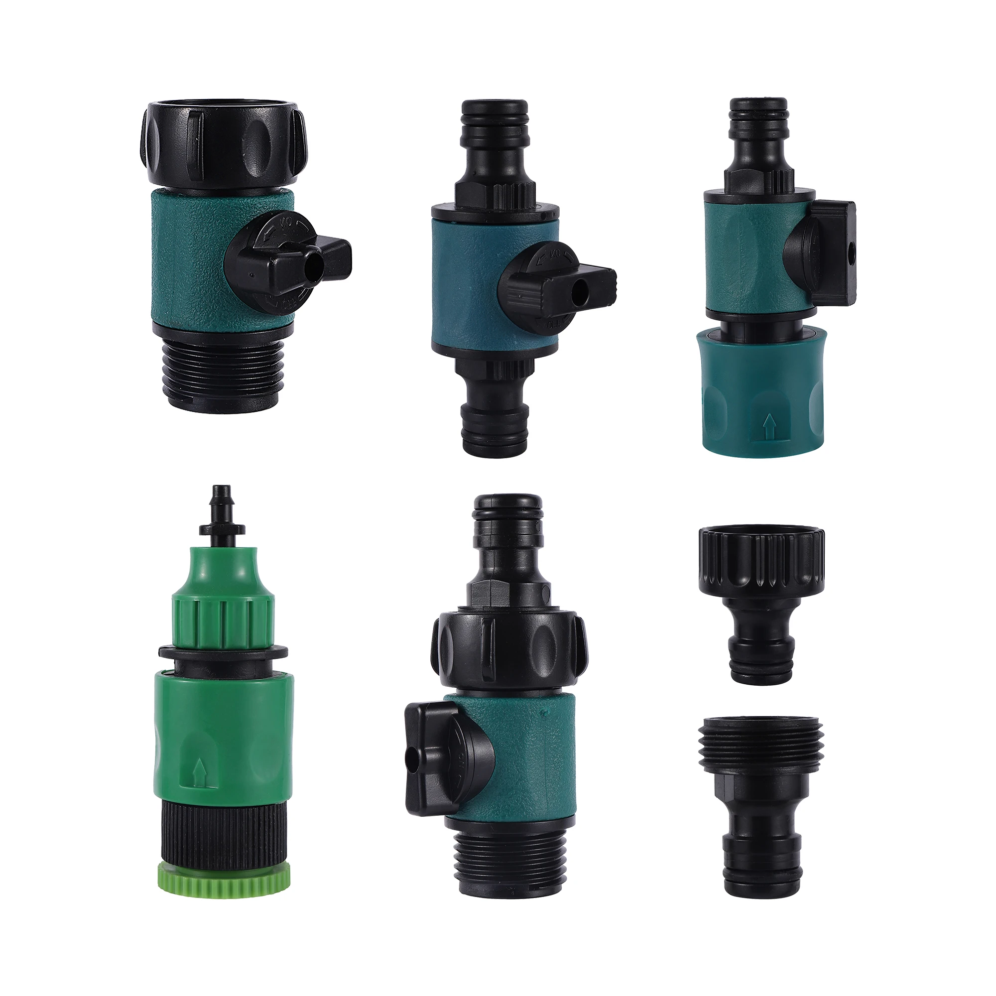 Válvula roscada de 3/4 "con conector de pezón de 16mm, válvula de cierre de manguera de jardín, adaptador de grifo desviador de manguera para lavado de coches, riego de jardín