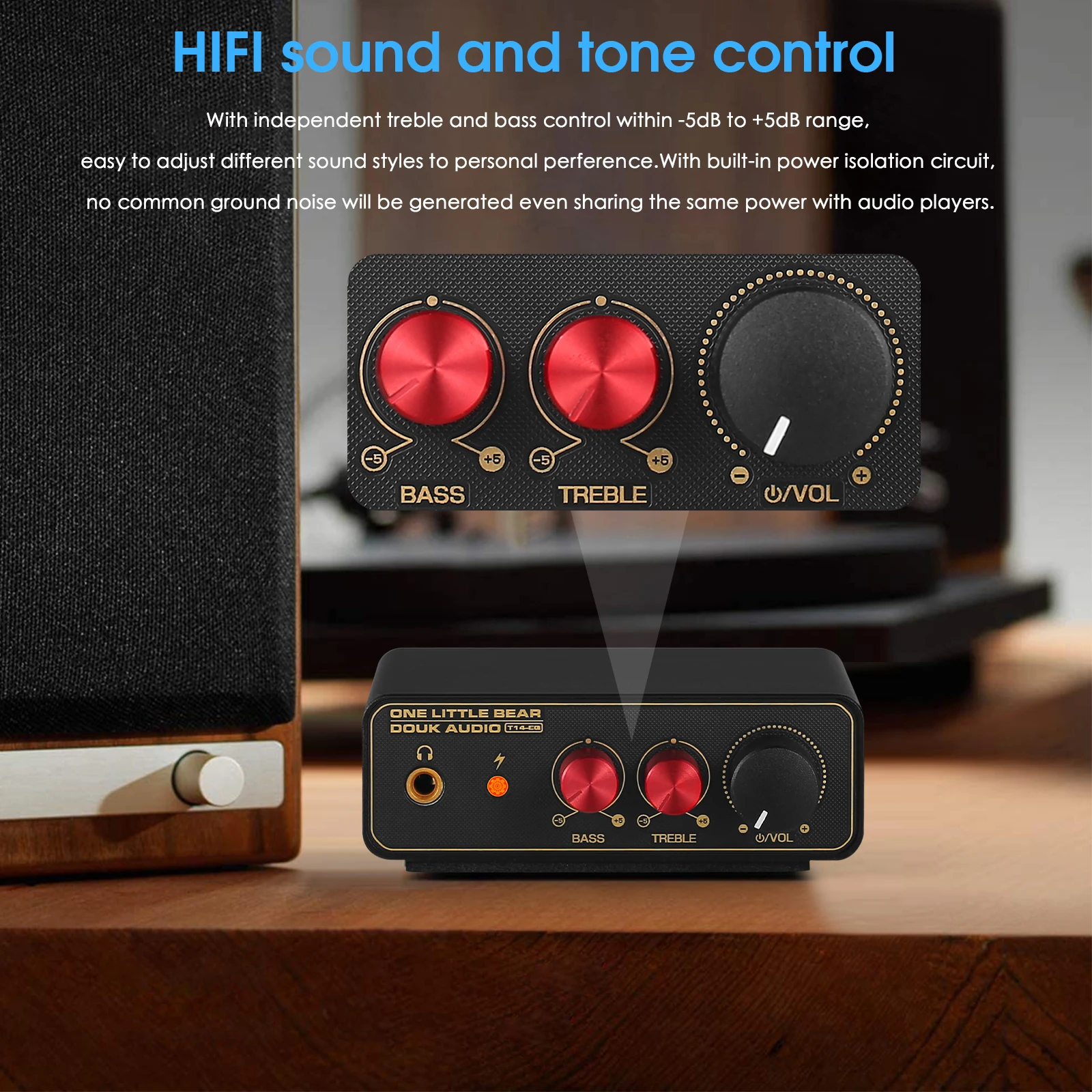 Douk Audio T14-EQ estéreo RIAA MM/MC preamplificador de escenario Phono tocadiscos para el hogar preamplificador con amplificador de auriculares de 3,5mm