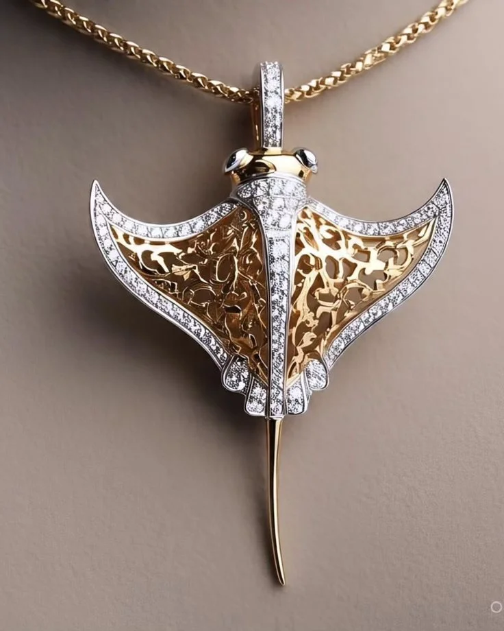 Collar con Colgante de Pez Demonio Bicolor Creativo Hecho de Cobre. Collar de Pez Murciélago Adecuado para Atuendos Casuales Diarios y de Estilo Oceánico