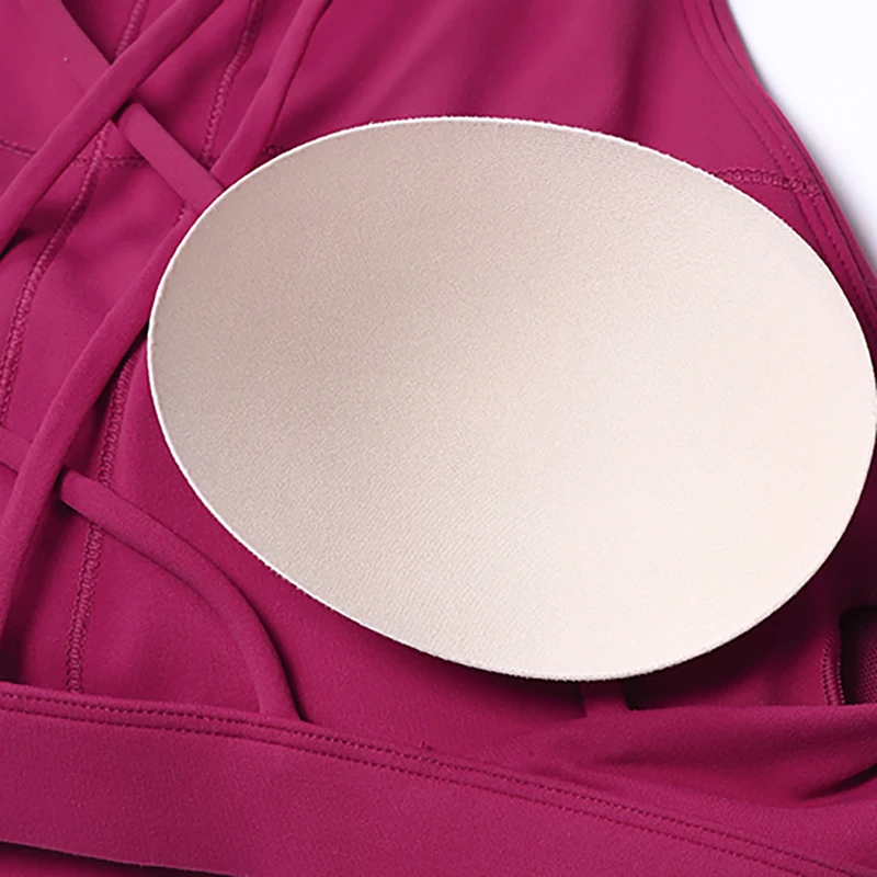 Sujetador deportivo suave y burroso de cuello alto para mujer, Push Up entrecruzado en la espalda con tiras, sujetadores para correr y Fitness, Tops cortos acolchados para correr, Yoga y gimnasio