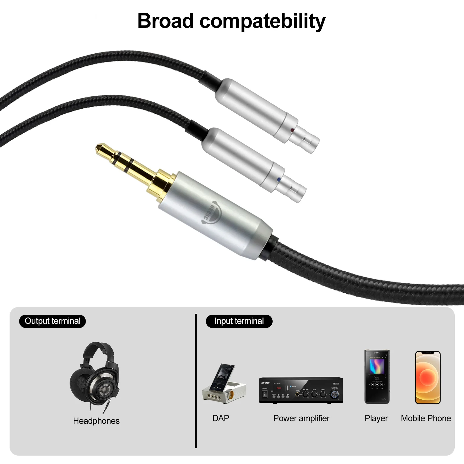 OKCSC-Cable HiFi XLR de 4,4mm, 3,5mm, 2,5mm, 6,35mm, enchufe de 2m/200cm para auriculares Sennheiser HD800S HD820 HD800 HD820S Dharma D1000