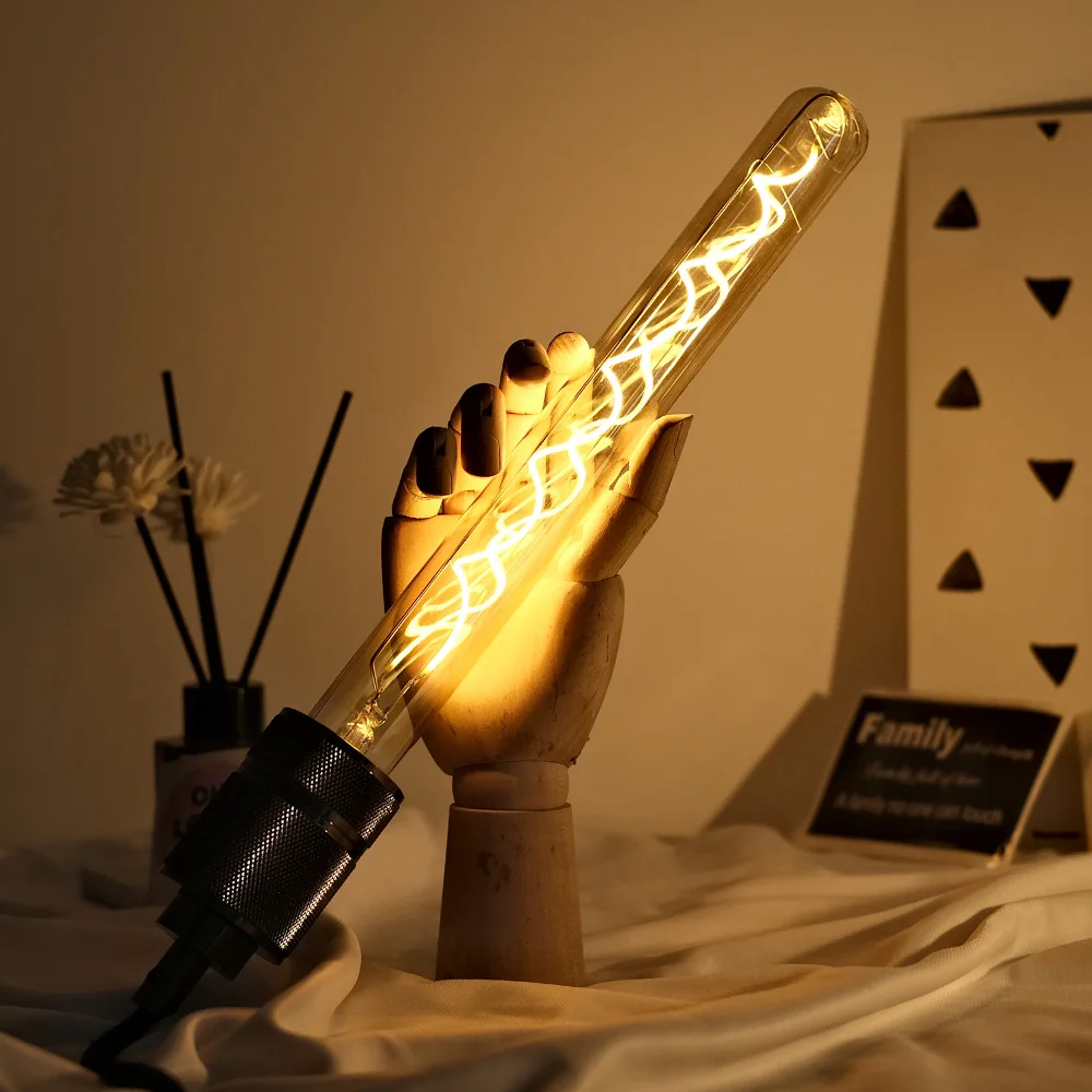 Bombilla Edison Vintage E27, filamento Led de tubo largo, 110V, 220V, Color ahumado ámbar claro, 4W, bombilla decorativa regulable