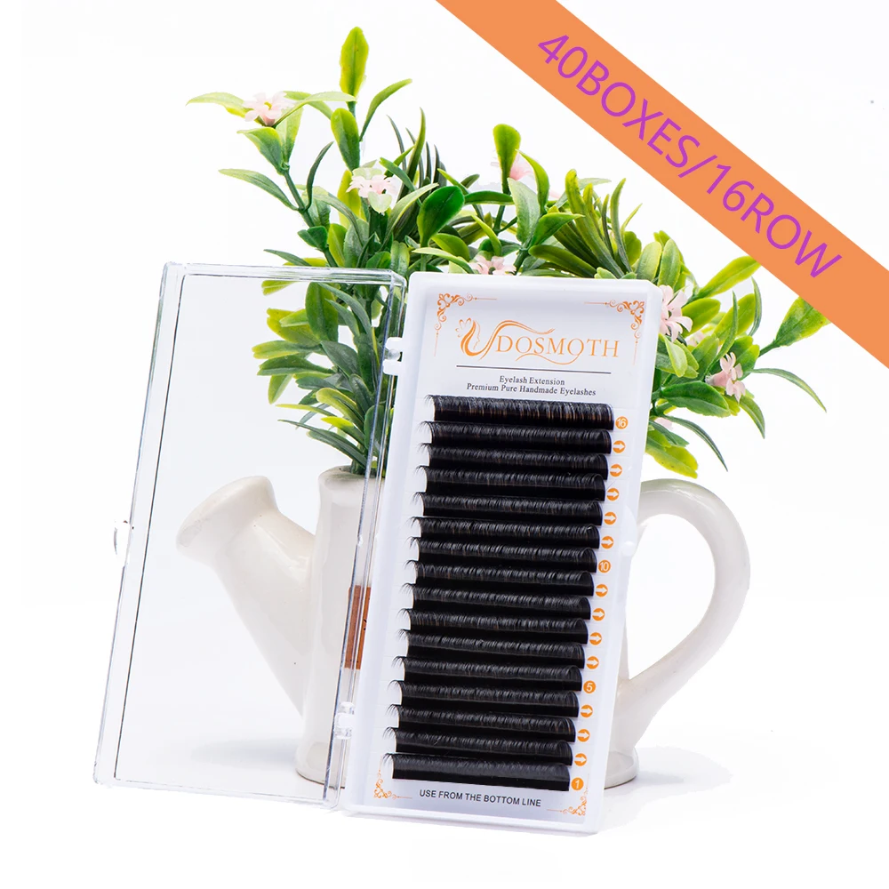 DOSMOTH 40 Cajas de Pestañas de Visón Naturales Hechas a Mano de 7-16mm, Pestañas Individuales, Pestañas de Extensión, Pestañas Postizas, 16 Filas de Pestañas Falsas