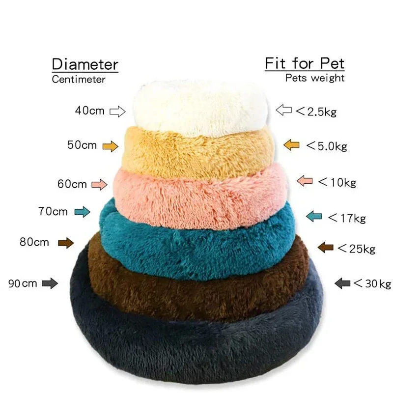 Cama Redonda para Mascotas, Cama Tipo Donut de Felpa Larga para Perros Grandes, Cama para Gatos, Casa para Perros Medianos, Cama Cálida para Dormir en Invierno, Caseta para Mascotas, Sofá Extraíble para Perros