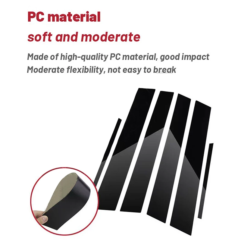 Postes de pilar de ventana negra brillante, 6 piezas, cubierta de embellecedor de puerta, pegatinas de coche para Toyota Fortuner 2016-2022, accesorios de decoración de coche