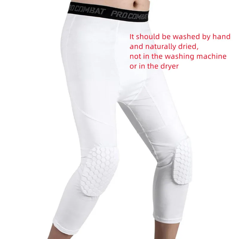Mallas deportivas para correr para hombre, rodillera anticolisión, pantalones de compresión de secado rápido, mallas de entrenamiento físico de alta elasticidad para gimnasio 3/4