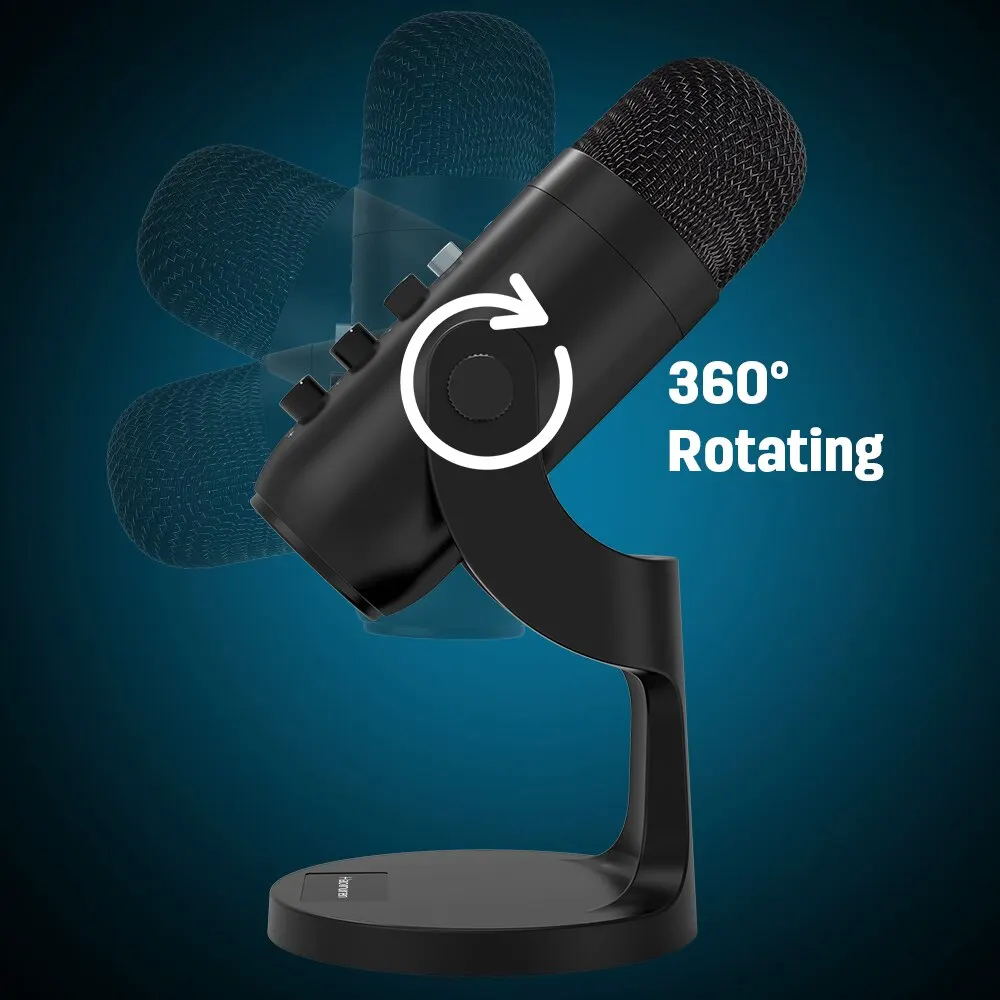 Haomuren Micrófono USB para PC Mac Grabación de juegos Streaming Podcast, Micrófono de condensador de computadora con adaptador de teléfono Salida de auriculares