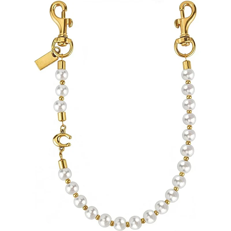 Llavero con Cadena y Dije de Perla para Mujer, Correa Desmontable para Bolso con Dije de Letra C, Accesorios de Moda para Bolsos, Regalos