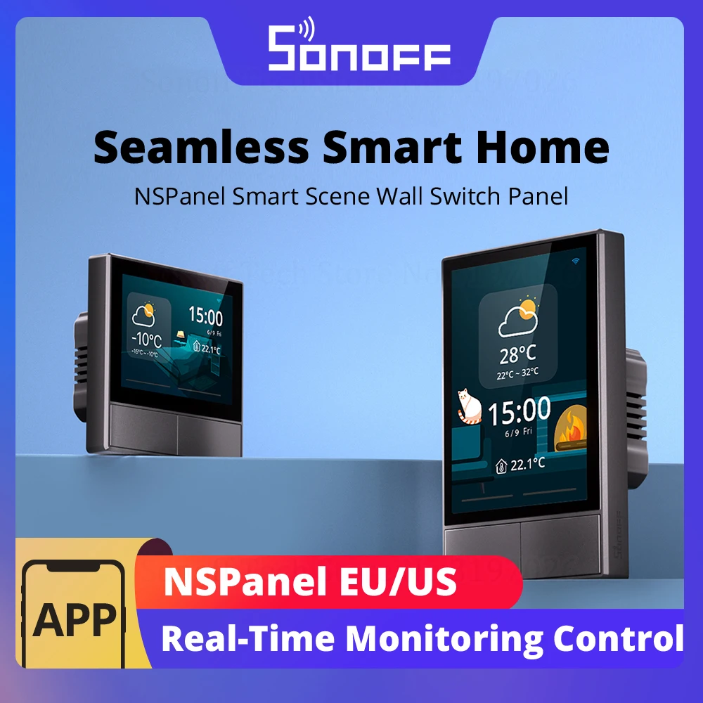SONOFF NSPanel interruptor de pared de escena inteligente HMI Panel UE/EE. UU. termostato de Control múltiple pantalla meteorológica en tiempo Real a través de la aplicación eWeLink