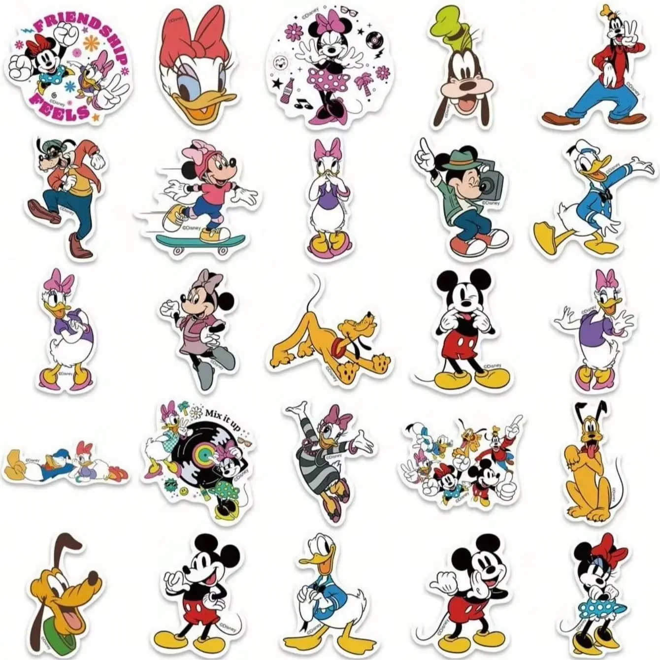 50 Pegatinas de Vinilo Oficiales de Disney Mickey Mouse, Resistentes al Agua, Regalos de Dibujos Animados para Botellas de Agua, Portátiles y Parachoques