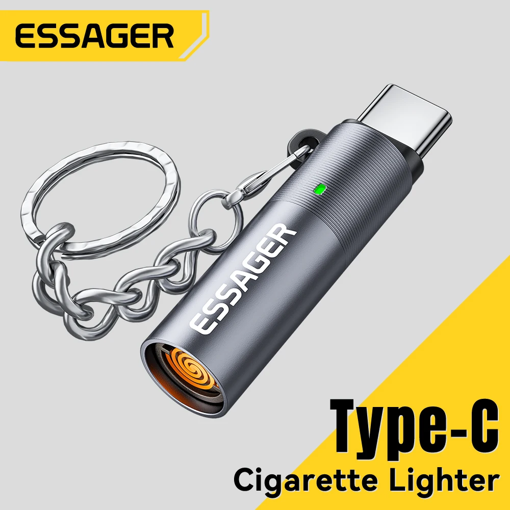 Essager-Mini encendedor tipo C, alambre de tungsteno, sin llama, seguro, ahorro de energía, se puede llevar en el avión, USB-C Compatible con OTG