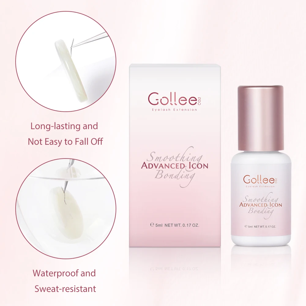 Gollee-pegamento para pestañas 0,5 s, secado rápido, baja humedad, pegamento para extensión de pestañas, negro, hipoalergénico, fuerte pegamento para pestañas, maquillaje resistente al agua