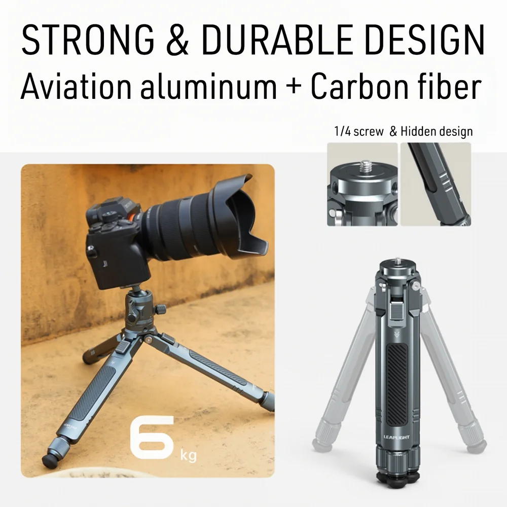 Nuevo Trípode Telescópico de Fibra de Carbono para Cámara, Trípode de Escritorio con Cabezal de Bola de 1/4 para DJI Ronin RS4 MINI Gimbal, Cámara DSLR, Video VLOG