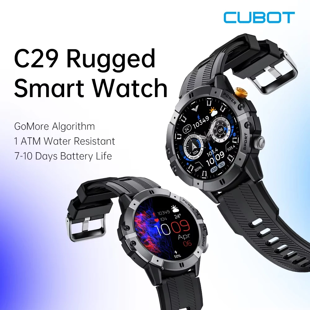CUBOT C29 SmartWatch 1,52 pulgadas 1ATM reloj deportivo resistente al agua para hombres batería de 410mAh, llamada Bluetooth, frecuencia cardíaca y Monitor de salud 24H