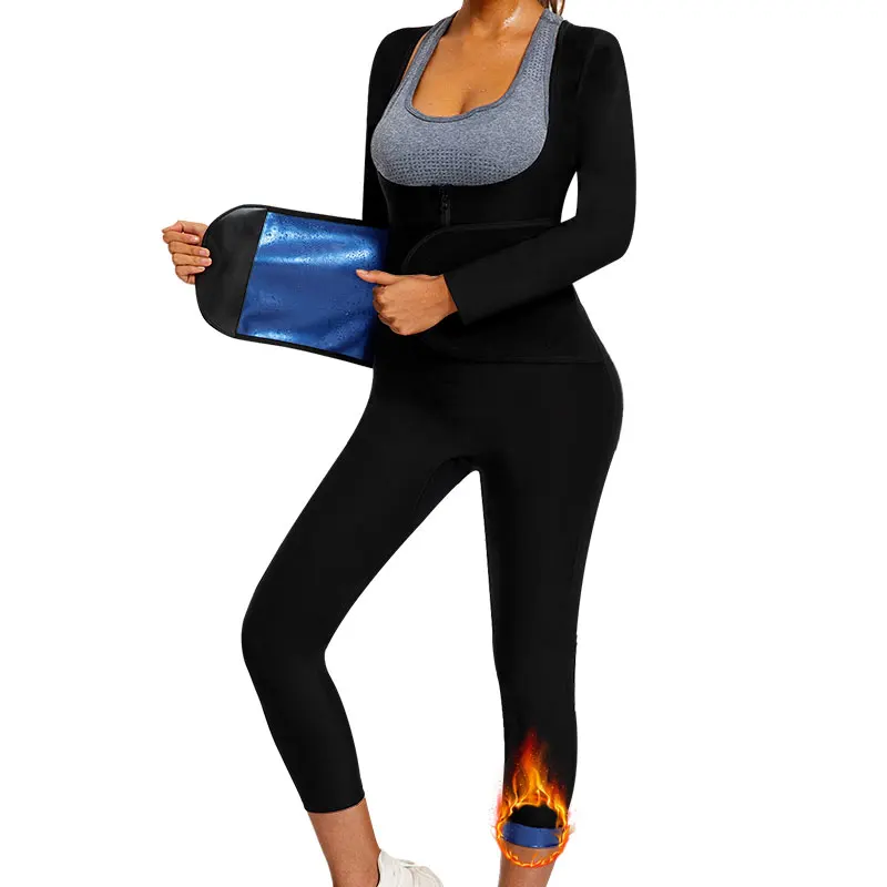 Mono de Sauna para mujer, traje de sudor para perder peso, Top de cuerpo completo, pantalones, entrenador de cintura, cinturón ajustable, axilas y entrepierna transpirables