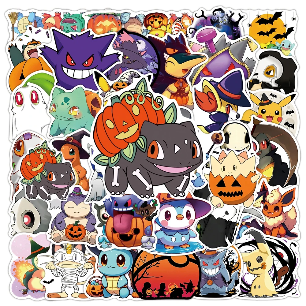 10/30/50 Uds. Pegatinas góticas de Pokémon, calcomanías de anime de Pikachu y Charmander para Halloween, juguetes impermeables, graffiti, papelería, para laptop