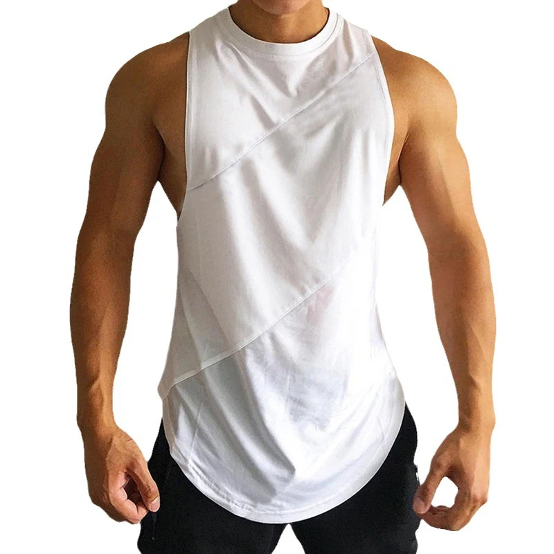 Camisetas sin mangas deportivas blancas para hombre, camisetas sin mangas para entrenamiento físico y gimnasio, camiseta interior holgada informal de Color sólido para verano