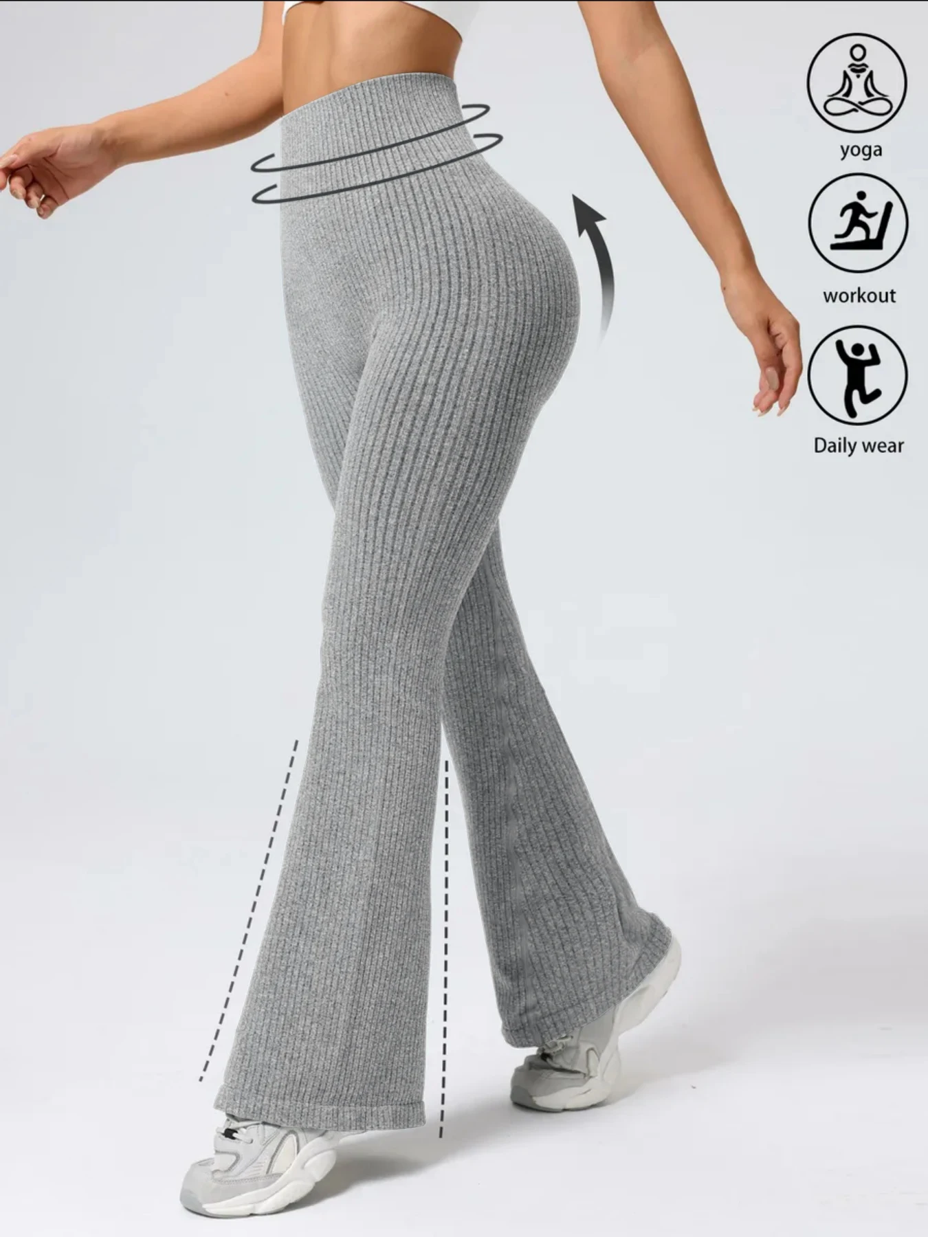 Pantalones deportivos de cintura alta con parte inferior acampanada para mujer, ajuste ajustado, diseño elástico cómodo, Ideal para hacer ejercicio y uso diario
