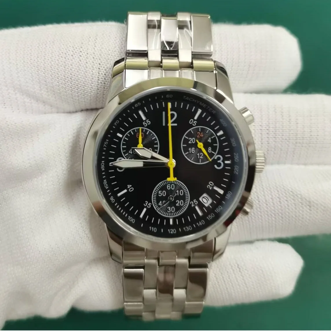 Reloj de Hombre de Acero Inoxidable con Cristal de Zafiro, Cuarzo, Cronógrafo, Resistente al Agua 50M, Deportivo, de Lujo, para Negocios, 316L