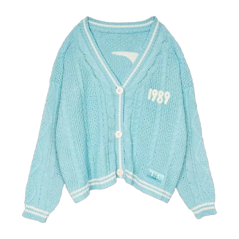 1989 Cárdigan TS Seagulls acogedor punto grueso de gran tamaño con botones suéter chaqueta mujeres adolescentes Taylor versión T.S.