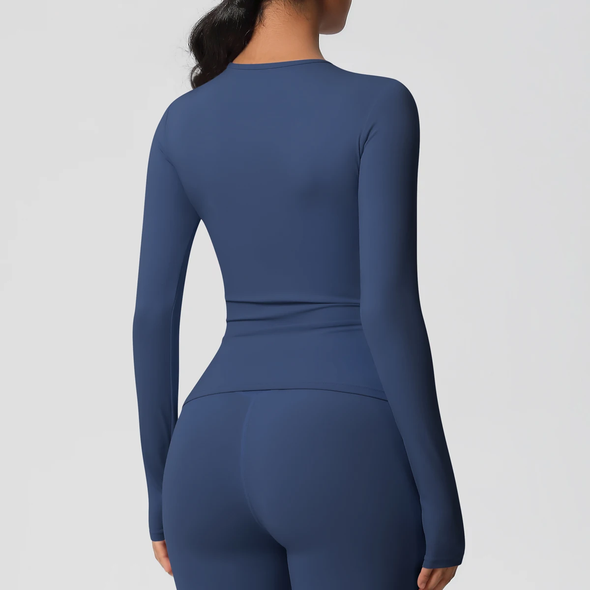 Top de entrenamiento de manga larga para gimnasio para mujer, Top informal para exteriores, Top de entrenamiento de ajuste seco, Top deportivo transpirable de alta elasticidad, Top deportivo de manga larga