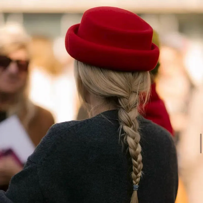 TOMKHU, nueva lana, moda Retro, sombrero Fedora para mujer, boina elegante francesa de diseñador, sombrero de copa para otoño e invierno, estilo de pasarela