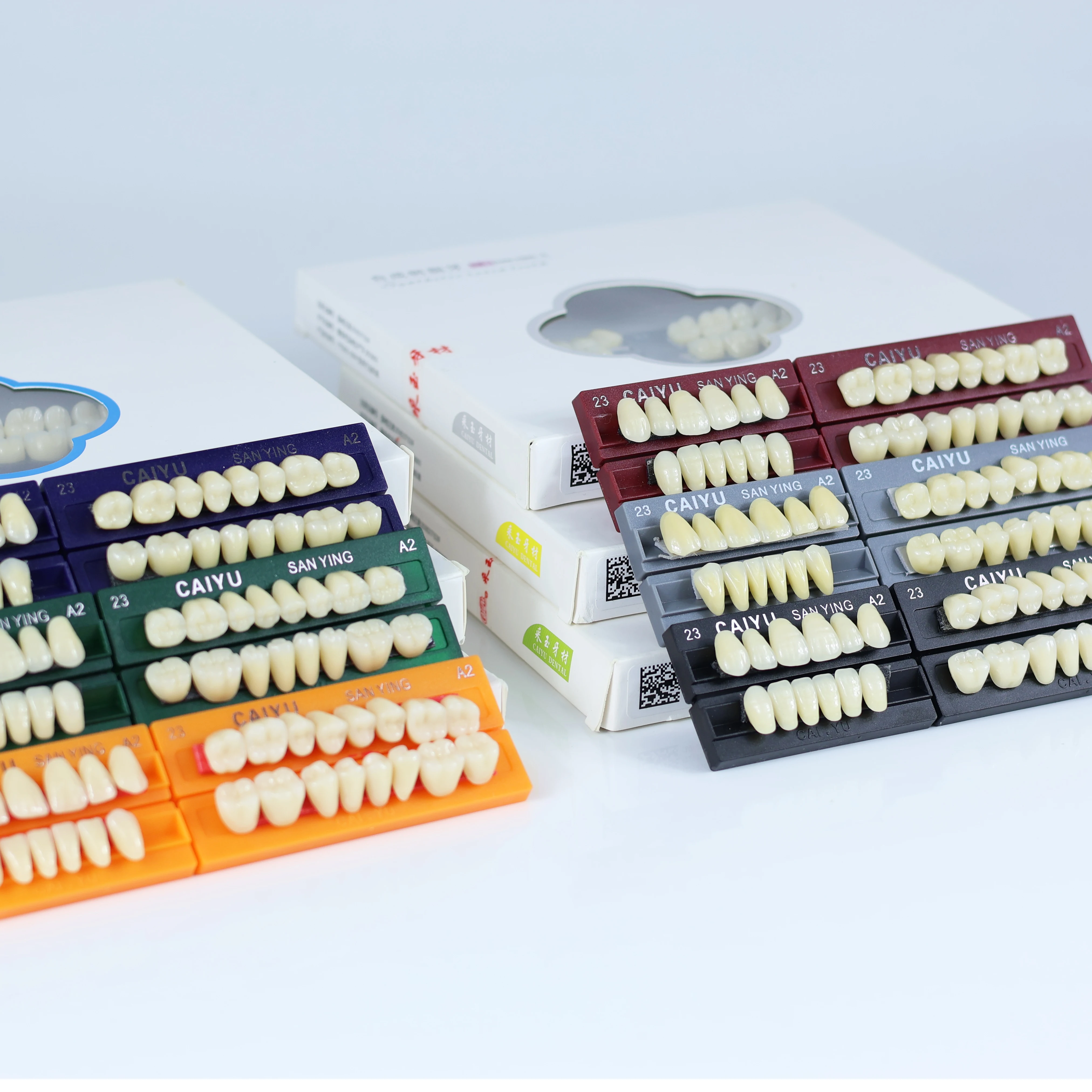 Dientes de resina sintética acrílica Dental, modelo de enseñanza de dientes de boca completa Anterior Posterior, modelo de dientes permanentes, caja de 96 unids/set