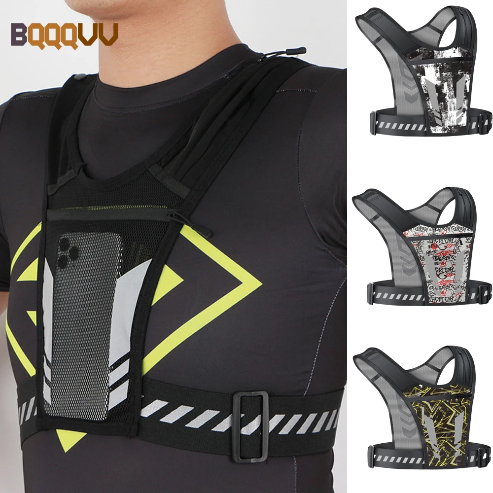 Chaleco reflectante para correr con soporte para teléfono y bolsillo para llaves |   Correa ajustable para hombres y mujeres, trotar nocturno, caminar, gimnasio, equipo de ejercicio