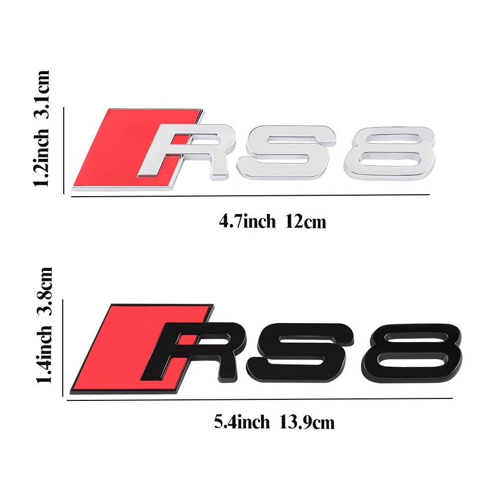 1PCS Emblema ABS RS3 RS4 RS5 RS6 RS7 RS8 para coche, adhesivo decorativo para carrocería, cola y maletero, compatible con Audi A3 8P 8V A4 B6 B7 A6 C5 C7 A5 Q3 Q5 Q7 S