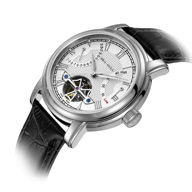 Nuevo reloj de pulsera mecánico automático para hombre, movimiento Seagull ST25, reloj de negocios informal Flywhee hueco a la moda para hombre 819.624