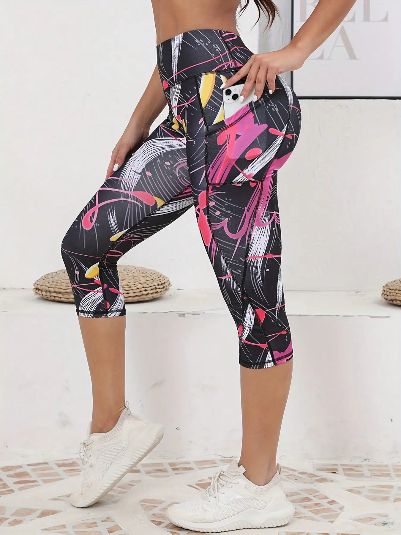 Leggings estampados para mujer con bolsillos, pantalones de yoga de cintura alta, mallas de ejercicio para correr y fitness