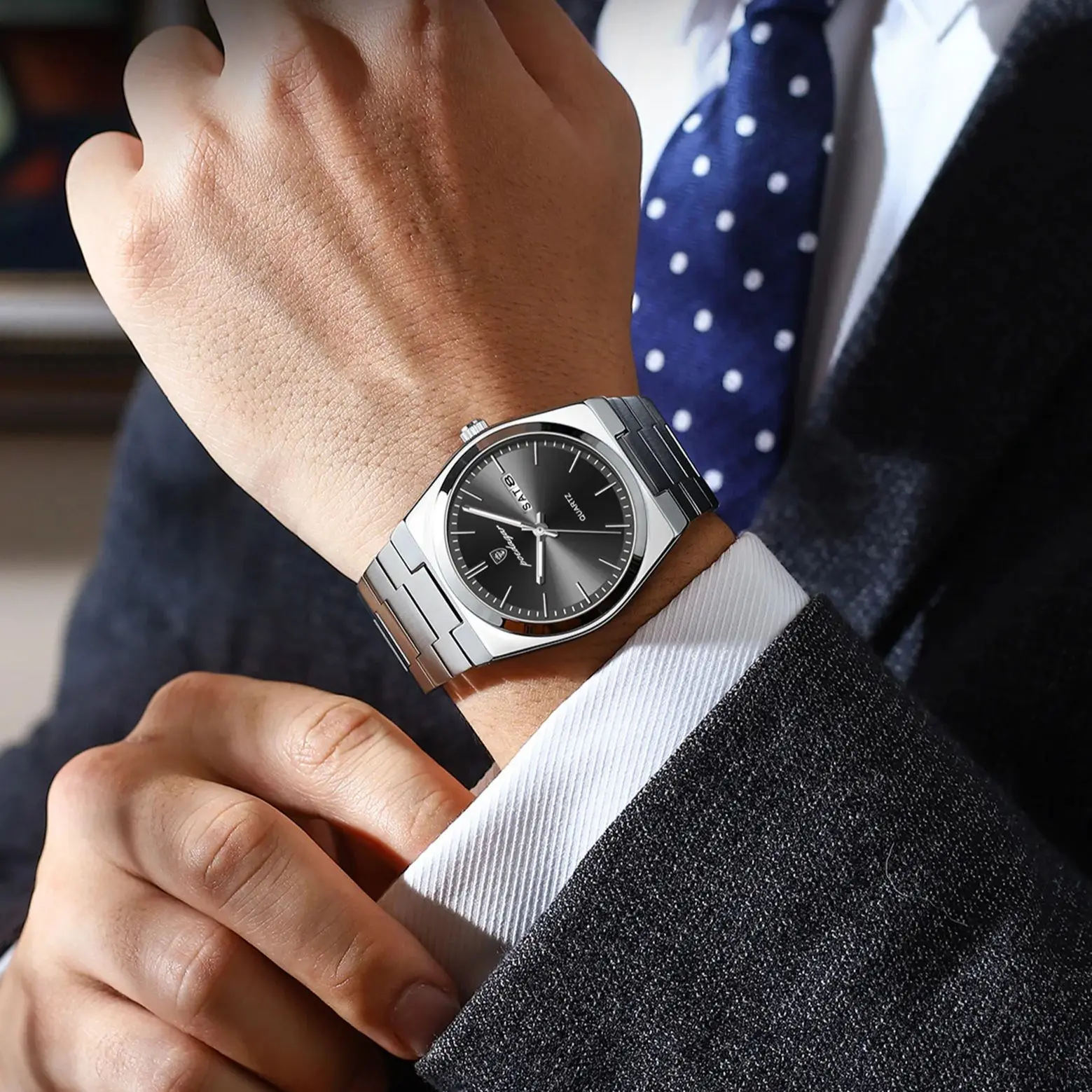 POEDAGAR, reloj de pulsera de cuarzo de lujo para hombre, resistente al agua, luminoso, con fecha, semana, reloj para hombre, relojes de moda de negocios de acero inoxidable para hombre