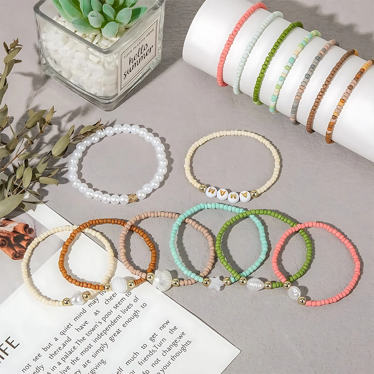 Kit de cuentas DIY de semillas de 24 colores y 3mm, kit para hacer pulseras de la amistad, kit de enhebrado para niñas, ideas de regalos para fiestas de cumpleaños navideñas