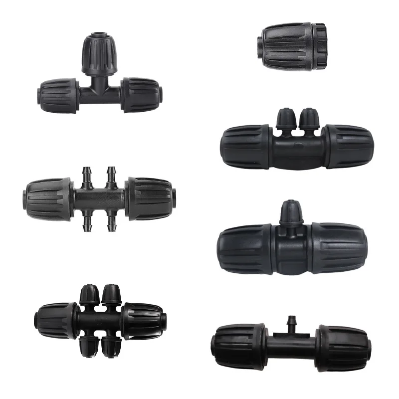 5 uds 1/2 ''PE tubo 16mm conector bloqueado a 4/7mm 3/4/6 vías conector jardín riego por goteo accesorios de riego