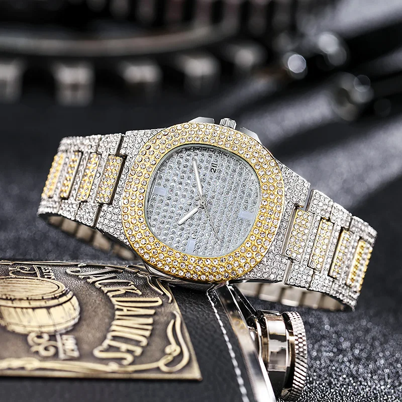 Reloj de cuarzo cuadrado para mujer, cronógrafo de pulsera de lujo, Color dorado y plateado, estilo Hip Hop, regalo para novio, novedad de 2022