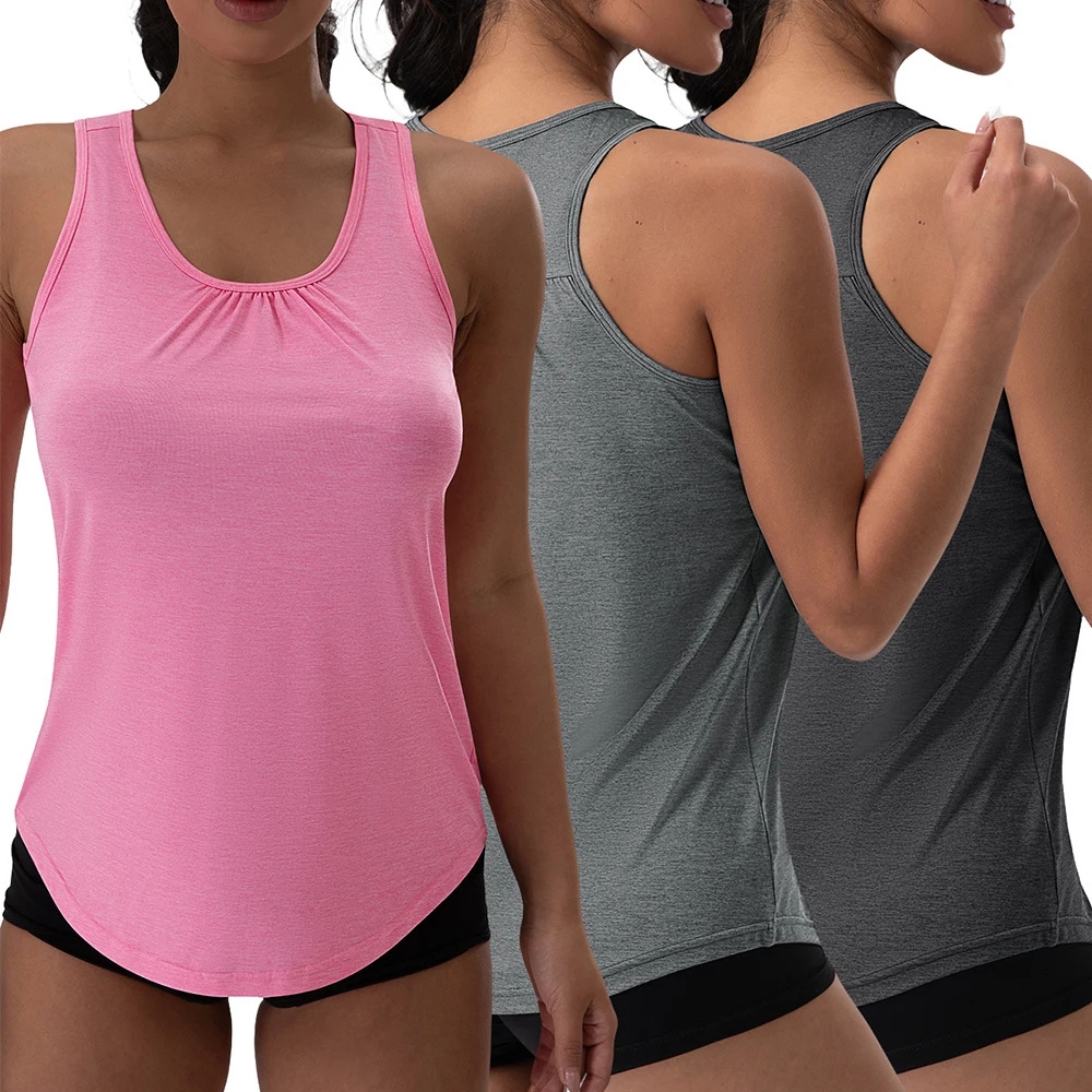 Top de Yoga plisado sin mangas con cuello en V para mujer, Top deportivo holgado, camisas elásticas de Color sólido, chalecos de ejercicio para correr, ropa de gimnasio
