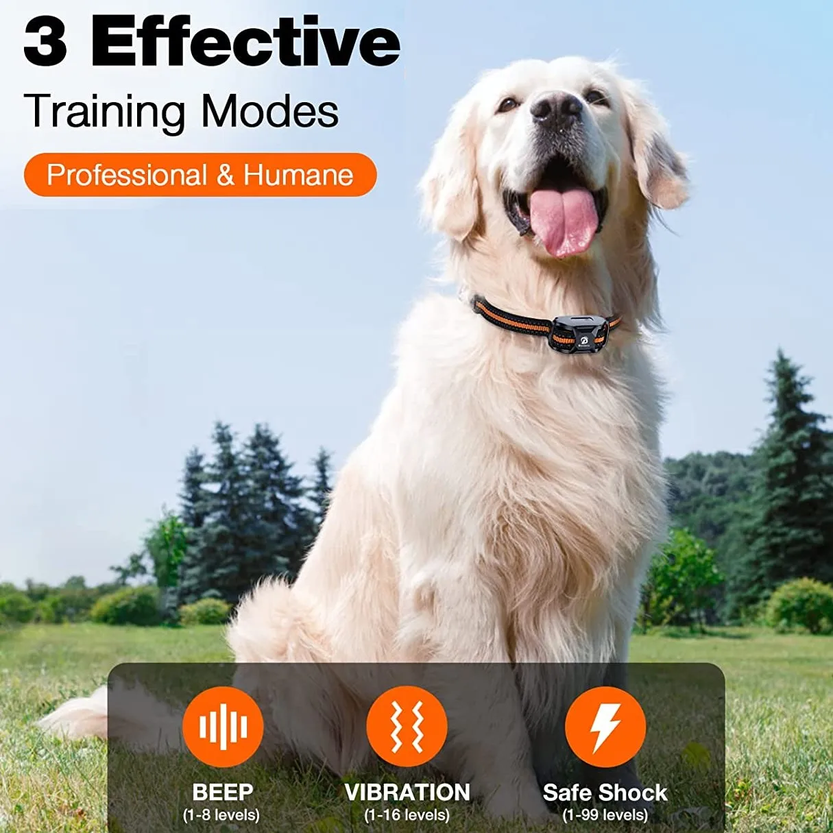 Collar de entrenamiento para perros de 3300 pies con control remoto, recargable, resistente al agua, con pitido, vibración, choque, entrenamiento de mascotas de alta calidad