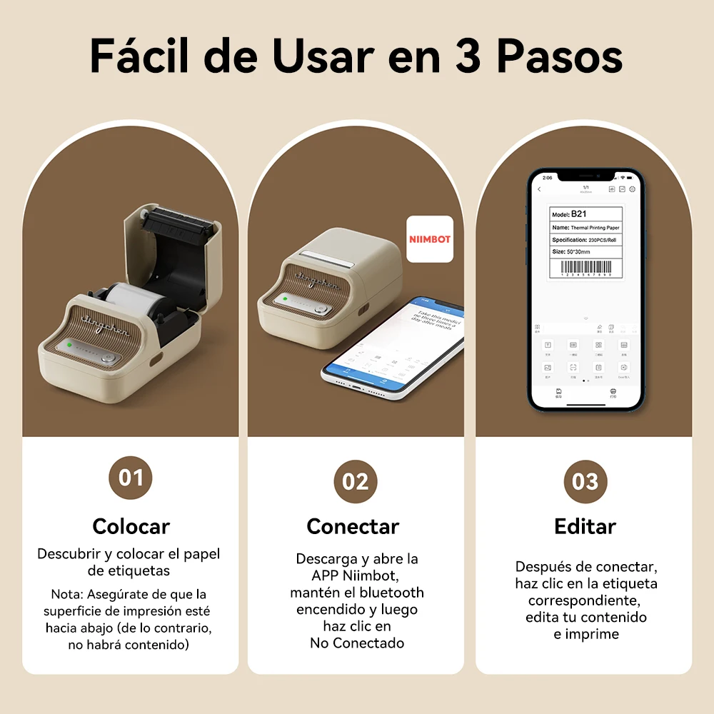 NiiMbot B21 Mini impresora térmica inalámbrica fabricante de etiquetas de código de barras Bluetooth impresoras de etiquetas adhesivas portátiles para oficina comercial