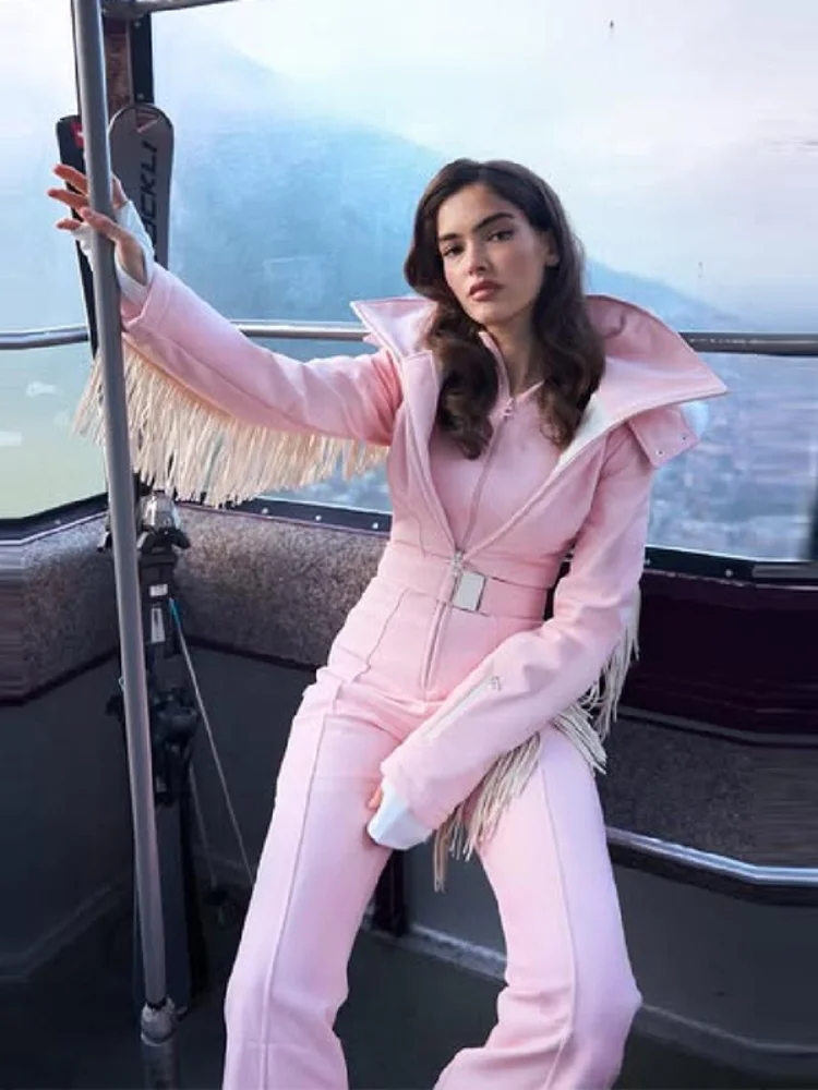 Conjunto de Chaqueta de Invierno para Mujer, Moderna, Cálida y Elegante, con Mangas con Borlas Decorativas, Chaqueta Gruesa y Elegante, Nueva Colección 2026, Chaqueta Deportiva de Algodón para Mujer