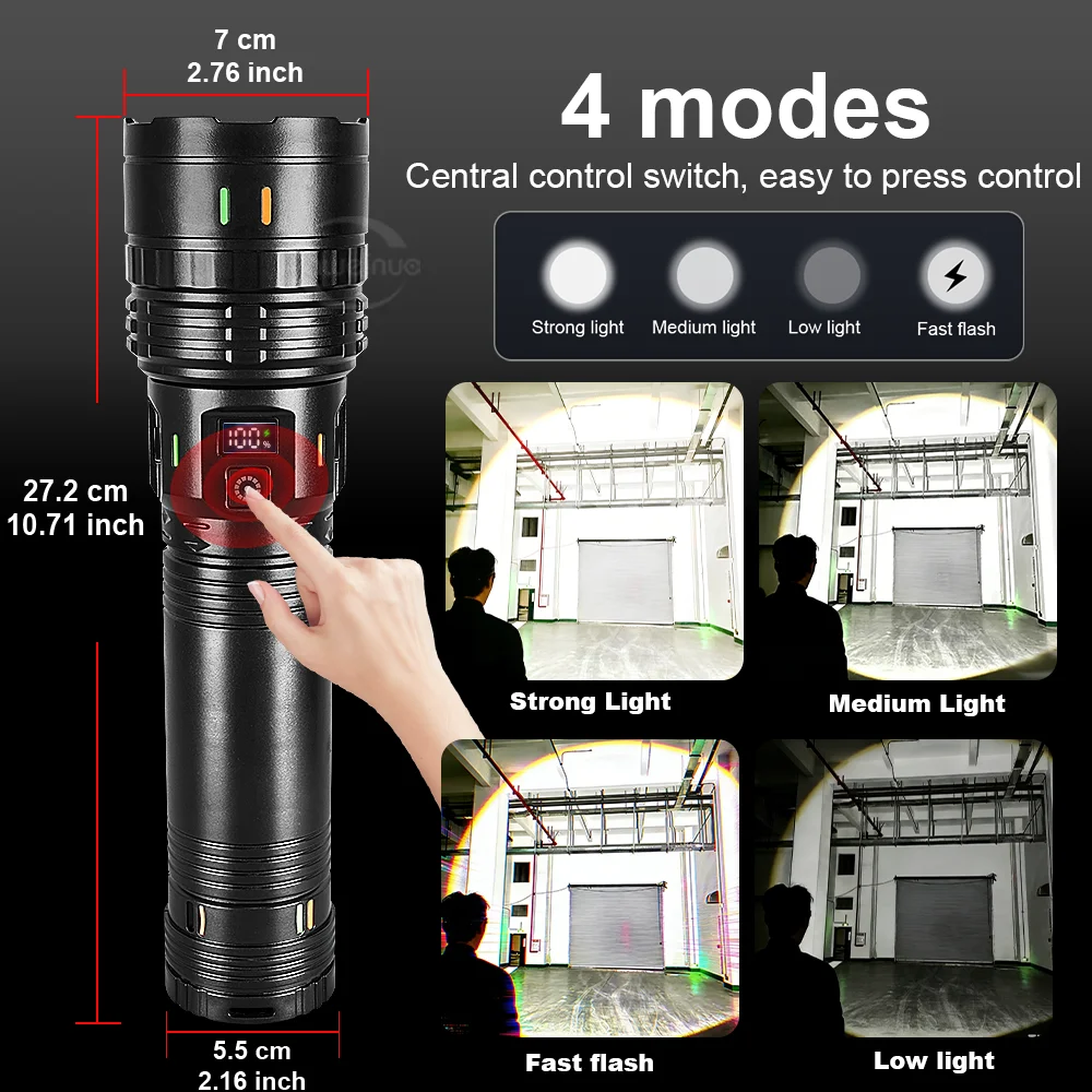 Linternas LED Ultra Brillantes de Mano, Nueva Versión 2026, Alto Lumen, Largo Alcance, Linterna Táctica Recargable, Lámpara para Camping, Aventuras y Pesca, linternas súper potentes recargable, linterna táctica