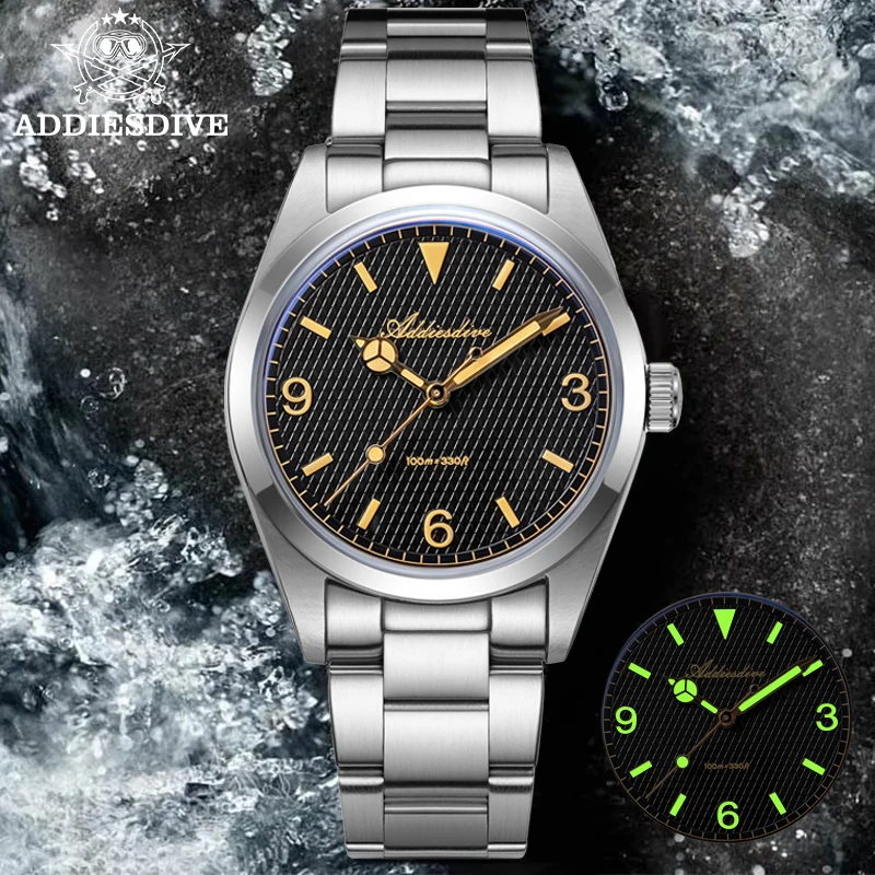 Reloj ADDIESDIVE 2025 NUEVO para Hombre, Acero Inoxidable 316L, 10 Bar, Sumergible, Luminoso, AD2096, Reloj de Pulsera de Cuarzo de Lujo, Regalo, Reloj Hombre