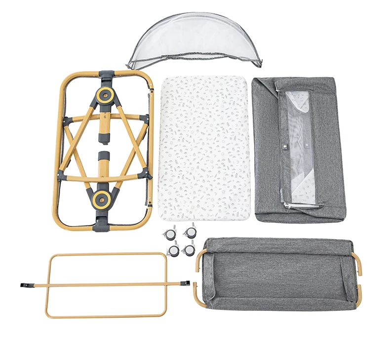 Elegante Cuna para Bebé 2026 Multifuncional, Plegable, Ajustable en Altura, Portátil, Móvil, Cuna Mecedora para Bebés, Cama para Dormir para Recién Nacidos, para el Hogar, el Dormitorio, Viajes Diarios
