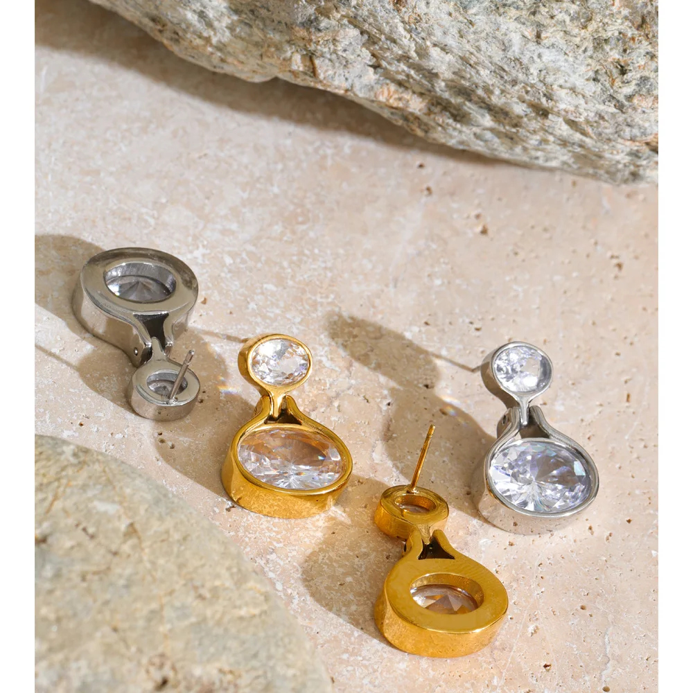 Pendientes Redondos de Acero Inoxidable con Circonita Cúbica Yhpup, Nuevos, Populares, Delicados, Estéticos, para Uso Diario, Regalo de Joyería