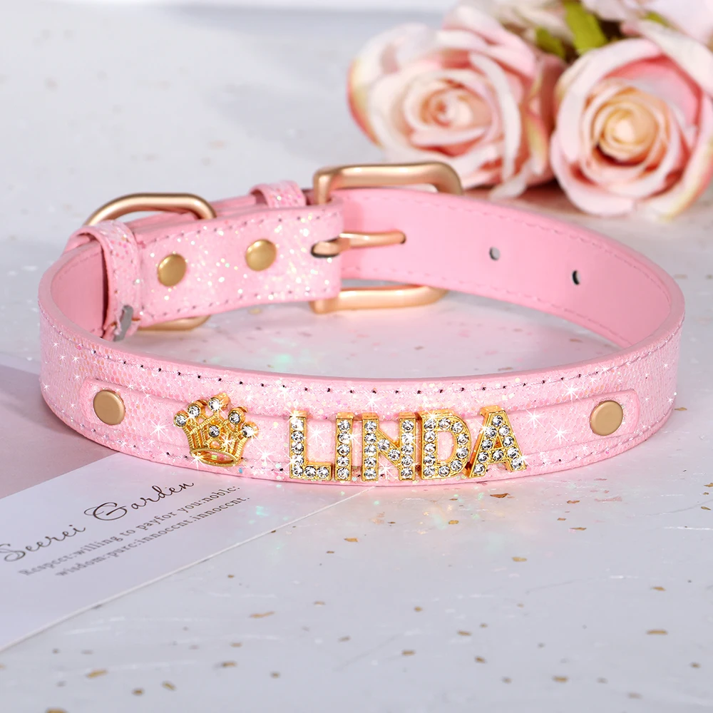 Collares de cristal ostentoso para cachorros, Collar personalizado con diamantes de imitación para perros pequeños, Collar personalizado para Chihuahua con dijes, accesorios para mascotas
