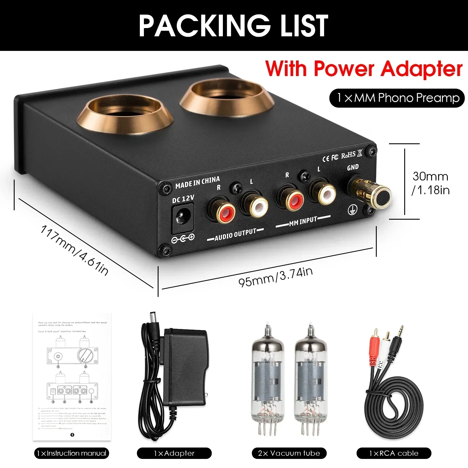 Douk Audio T3 PRO Mini MM RIAA Phono tocadiscos preamplificador nivel de línea amplificador estéreo HiFi RCA válvula tubo preamplificador de escritorio