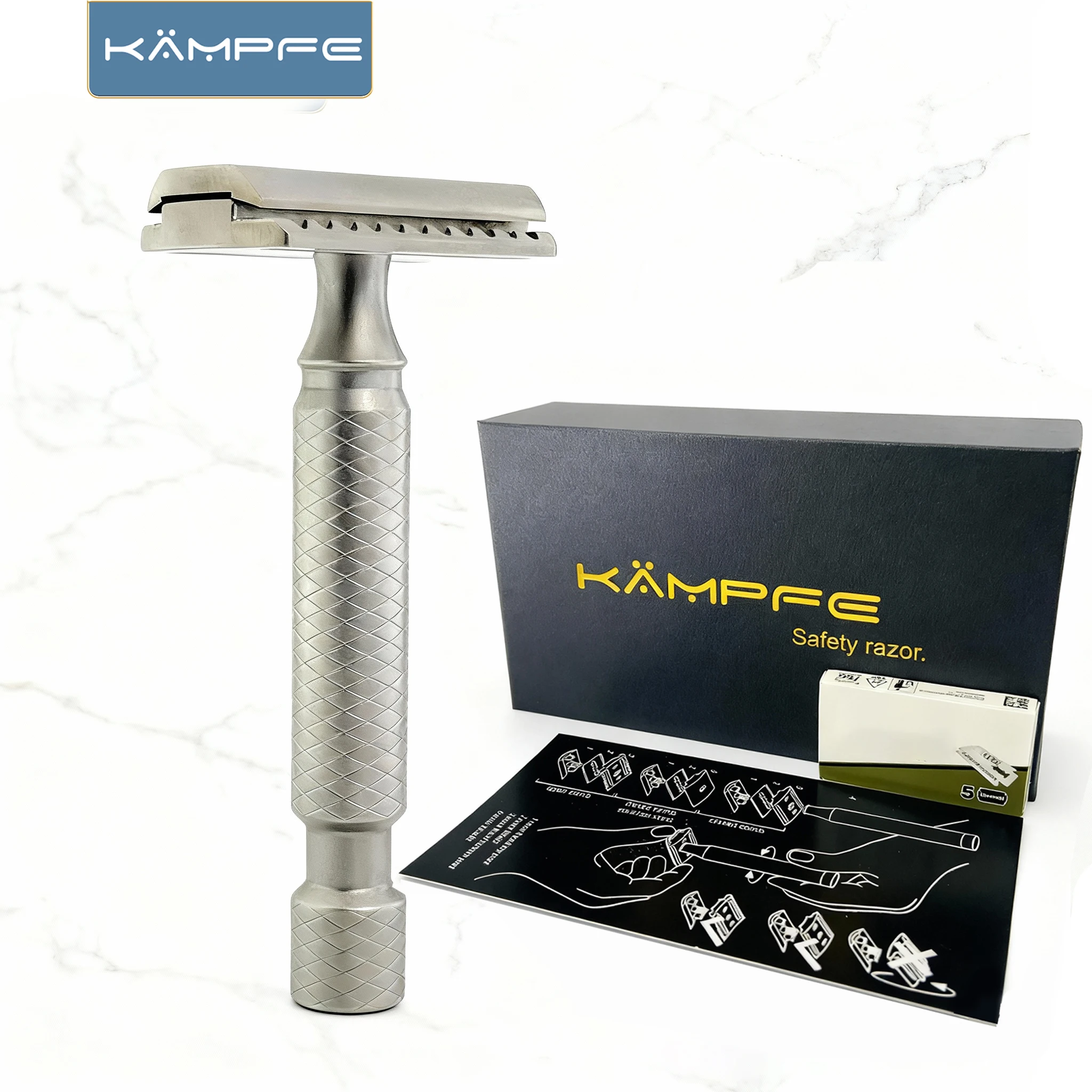 Afeitadora de titanio de precisión CNC KAMPFE para hombre, regalo para novio, maquinilla de afeitar de seguridad