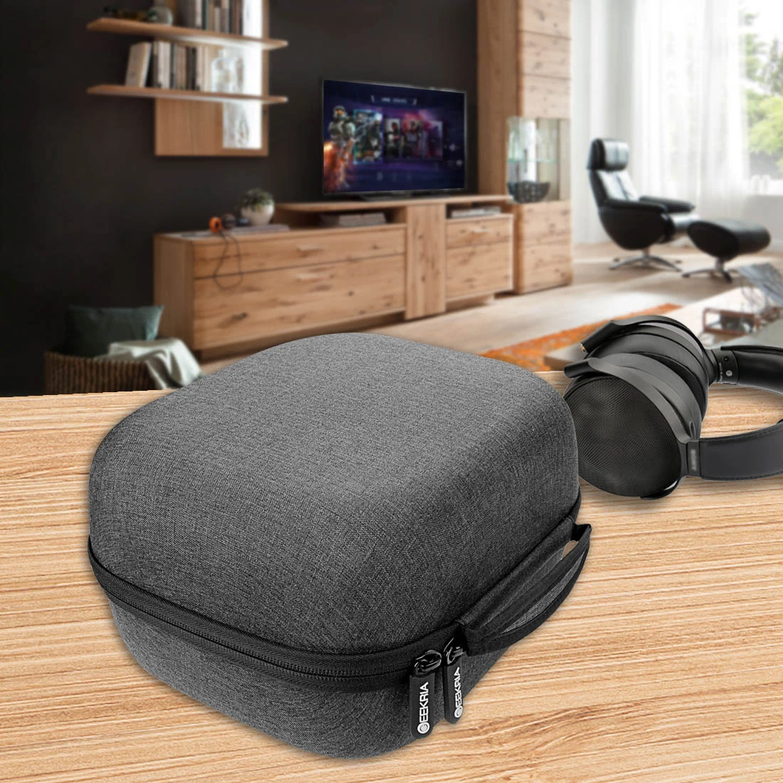Estuche para auriculares Geekria para auriculares supraaurales de gran tamaño, compatible con Sony MDR-Z1R, Audeze Maxwell, Denon AH-D9200