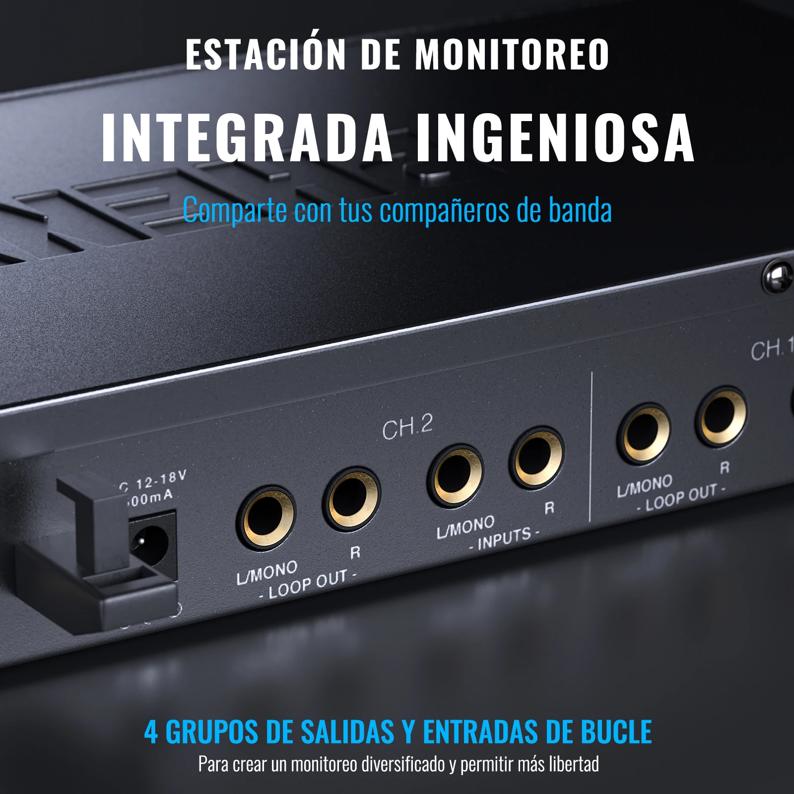Sistema de Monitoreo Inalámbrico In-Ear Phenyx Pro PTM-33 de 4 Canales Mono con Soporte de Rack para Iglesia y Bodas