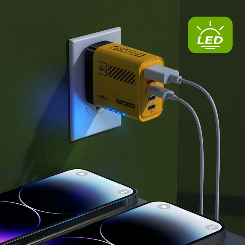 Xiaomi 240W GaN cargador rápido de teléfono 5 puertos 3USB 2PD carga rápida QC 3,0 adaptador de cargador de pared para iPhone Samsung Xiaomi EE. UU. UE