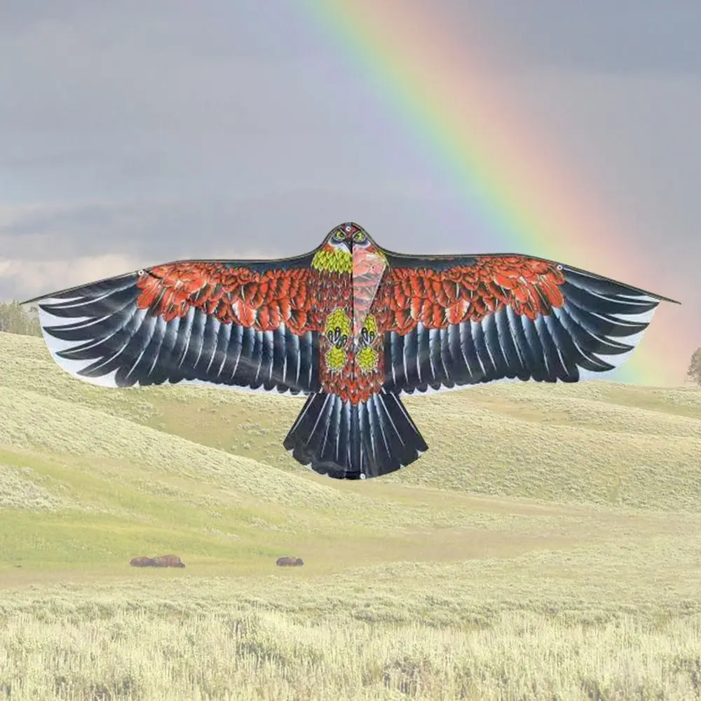 Cometa de águila de 1,1 m con línea de cometa de 30 metros, cometas de pájaros voladores de águila grande, regalo para niños, viajes familiares, jardín, deportes al aire libre, juguete DIY
